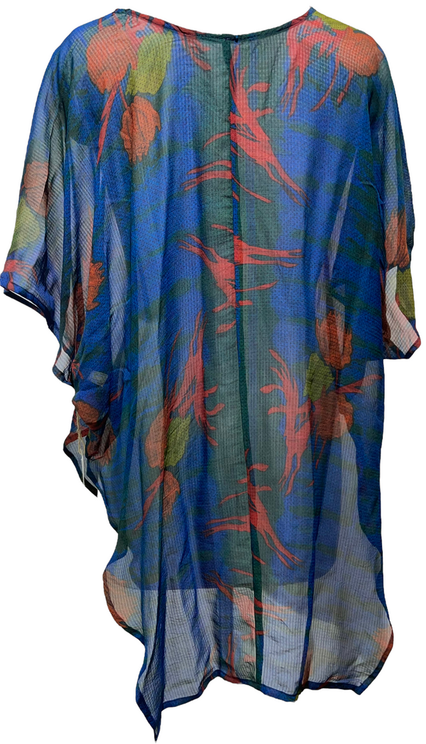 PRG2382 Greylag Goose Sheer Pure Silk Waterfall Top