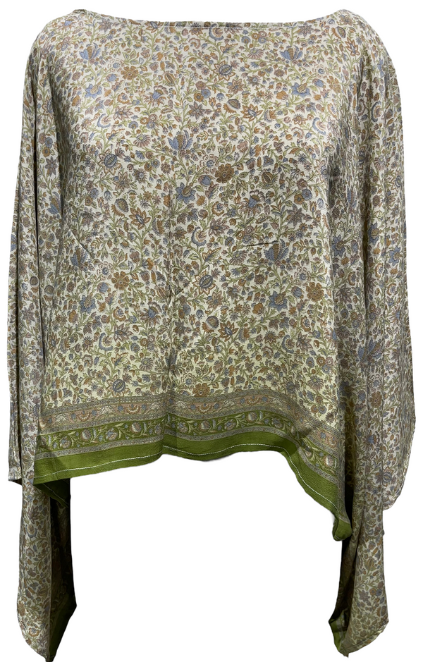 PRC1870 Albertine Pure Silk Kimono-Sleeved Top