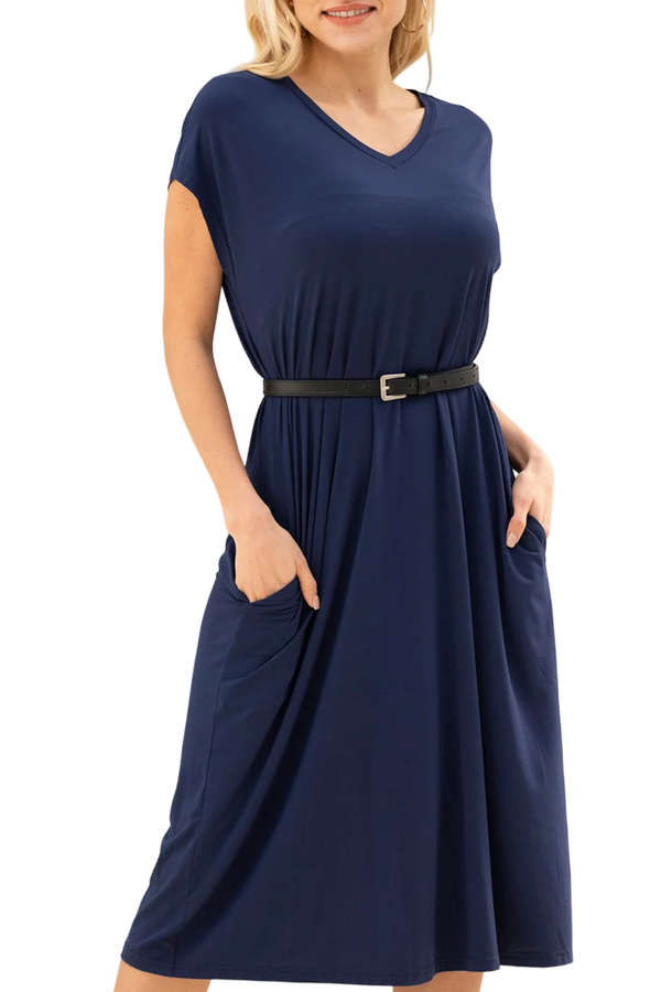 Navy Bamboo Long T-Shirt Dress