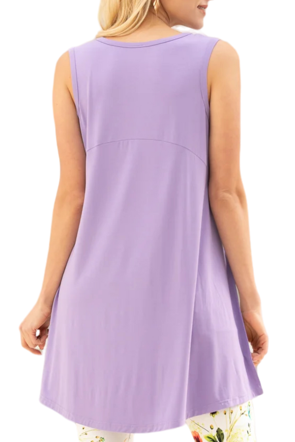 Lilac Bamboo Long Slit Hi Lo Tank Top