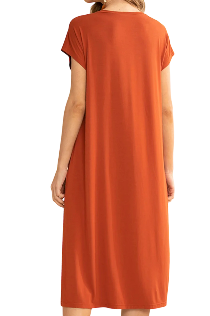 Cinnamon Bamboo Long T-Shirt Dress