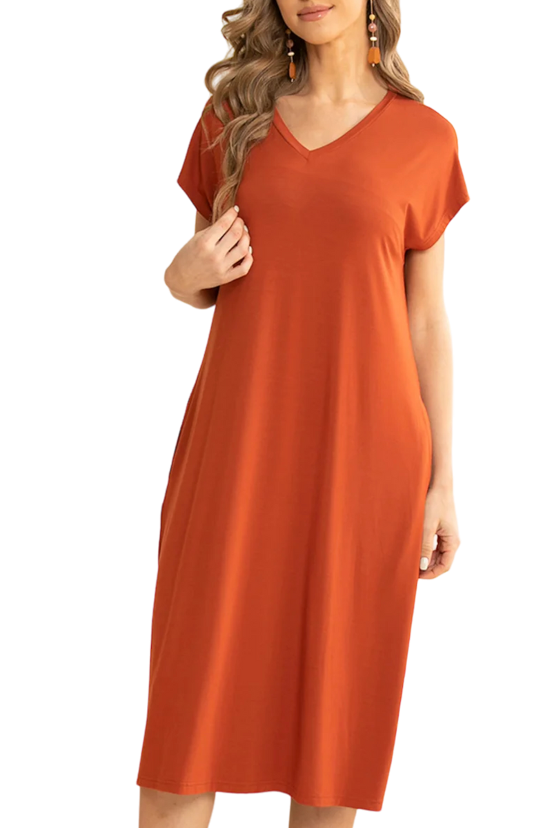 Cinnamon Bamboo Long T-Shirt Dress