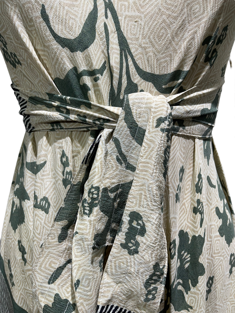 PRC1908 Amsterdam Albatross Pure Silk Maxi Dress with Belt