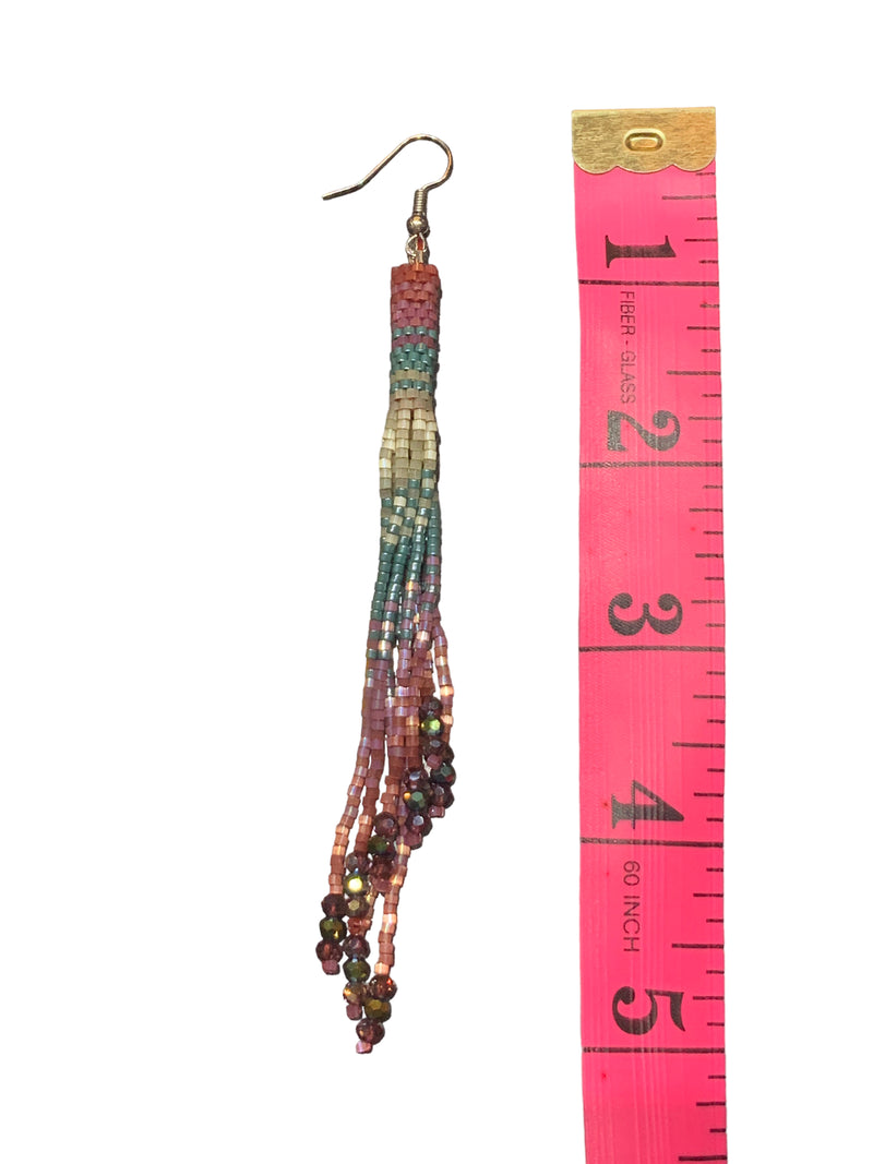 Muted Jewels Beaded Tassel Earrings