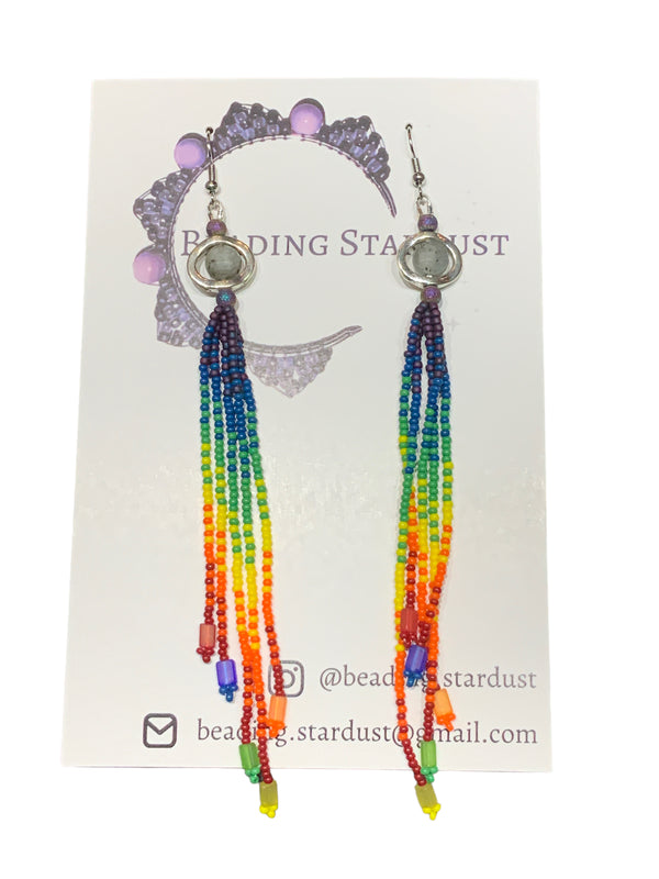 Bright Rainbow Mini Shoulder Duster Earrings