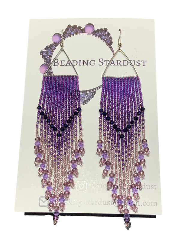 Feeling Purple Large Triangle Fringe Earrings