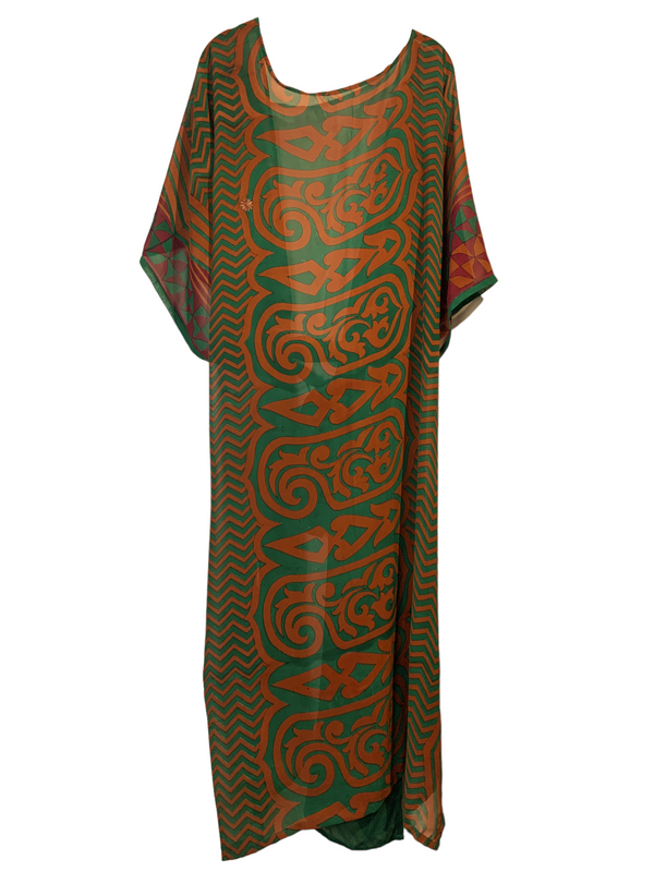 PRG1249 Duke of Bourbon Sheer Pure Silk Long Pure Silk Kimono-Sleeved Duster with Belt