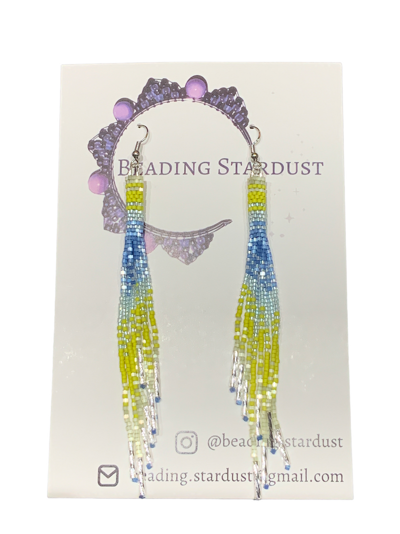 Vivid Beaded Tassel Earrings