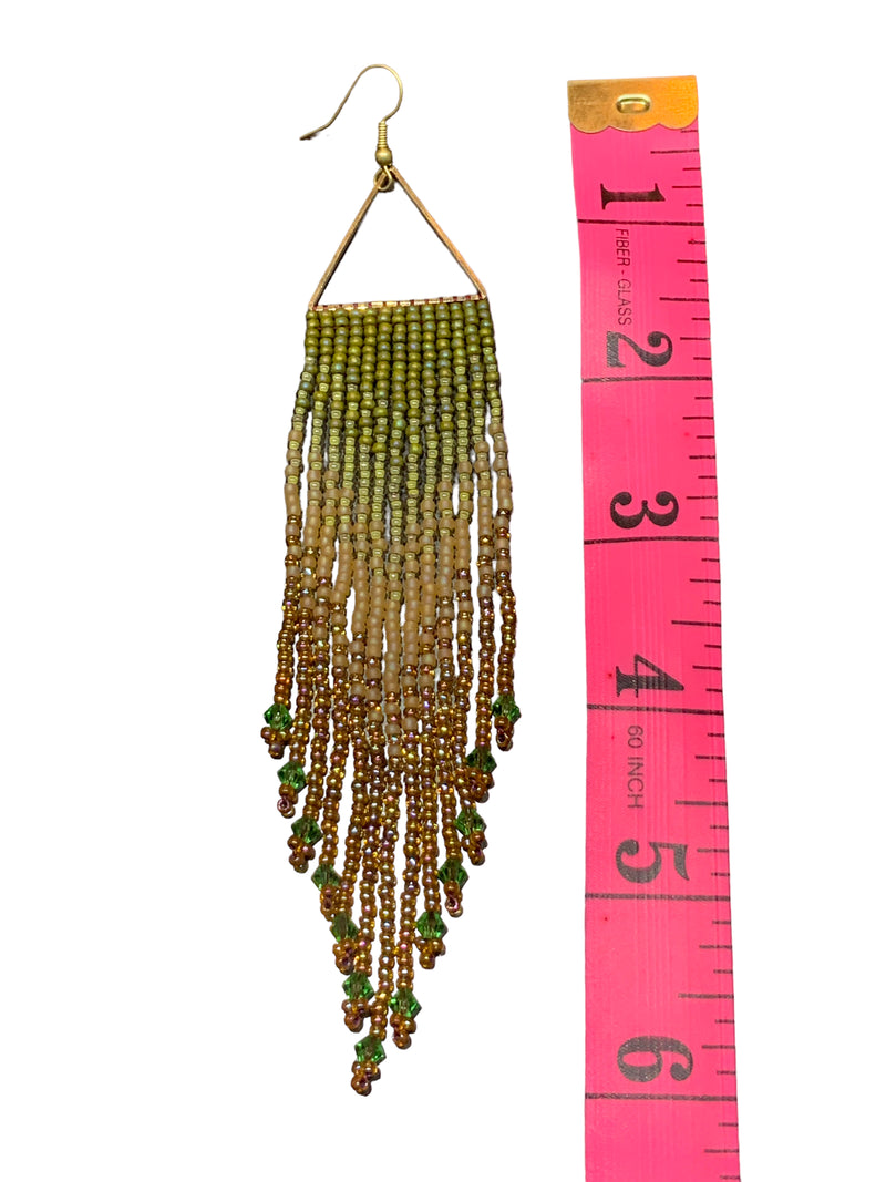 Melon Dew Large Triangle Fringe Earrings