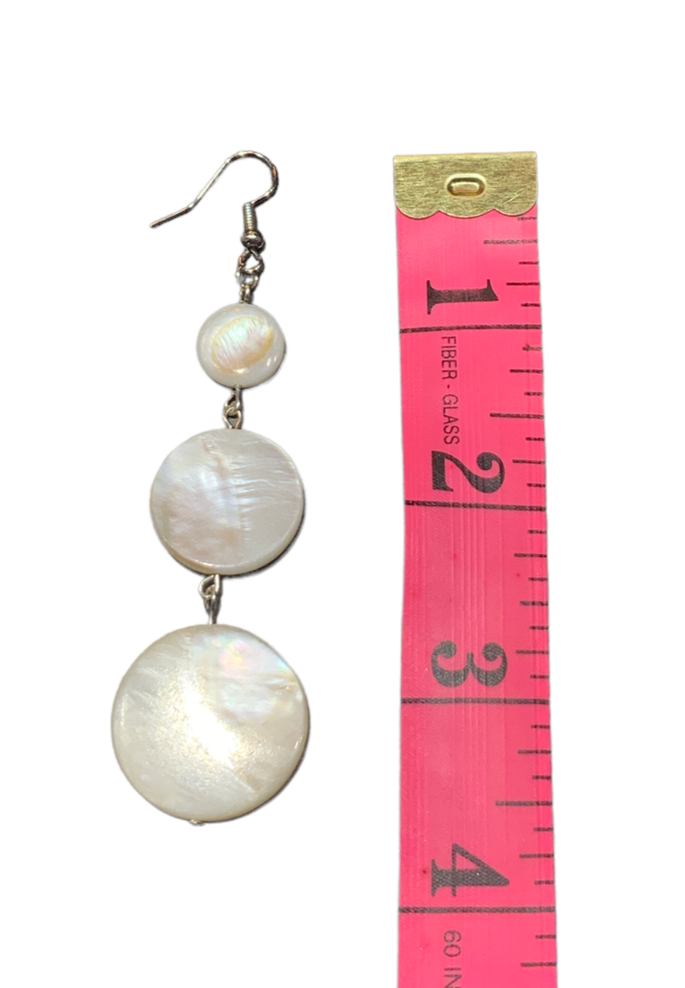 Shell Chandelier 3 Tier Earrings - Silvertone