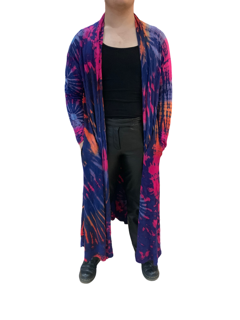 Navy Rainbow Long Tie Dye Cardigan