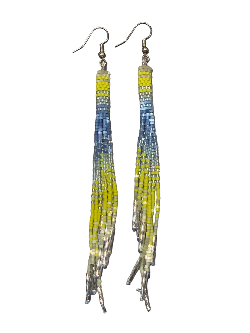 Vivid Beaded Tassel Earrings