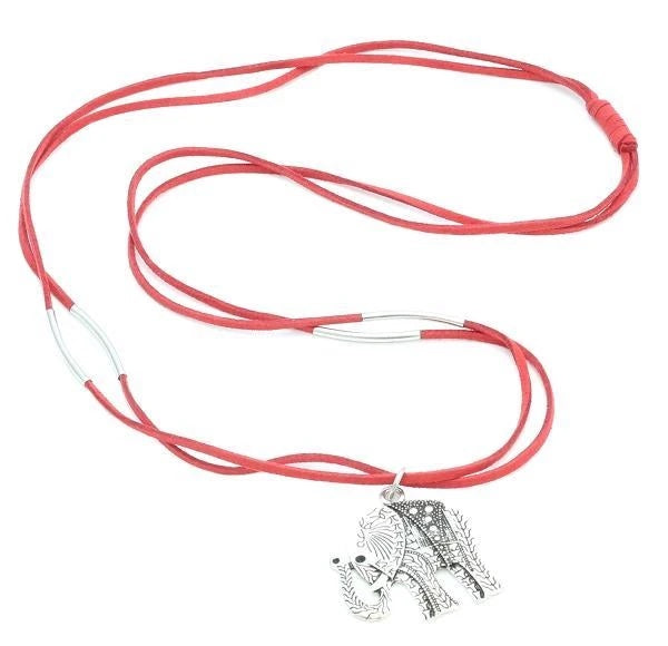 Not-for-Profit Red Suede Necklace With Elephant Pendant
