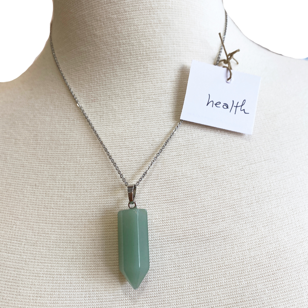 Heath Green Aventurine Obelisk Necklace - chiangmaicctv slow fashion bryn walker linen Hamilton sustainable fashion gifts sari not sari Hamilton Fair trade  Ethical  Artisan made  Zero waste  Up-cycled Slow Fashion  Handmade  GTA Toronto Copper Pure Upcycled vintage silk handmade recycled recycle copper pure silk travel clothing hamilton vacation cruisewear resortwear bathing suit bathingsuit vacation etsy silk clothing gifts gift dress top pants linen bryn walker alive intentions kaarigar elephants