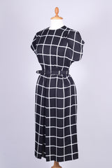 Sort og hvidt ternet kjole 1950. S-M