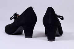 1940'er vintage style pumps i ruskind med snøre - Sort - Esther