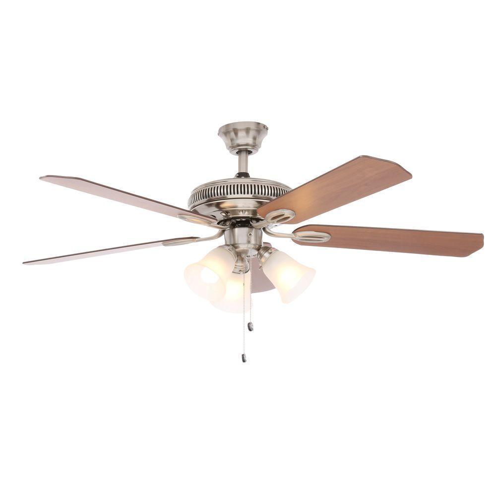 Hampton Bay Glendale 52 Ceiling Fan Brushed Nickel 165474 Ag524