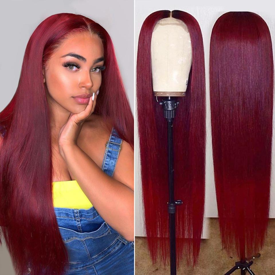 Vibrant Burgundy Lustrous Silky Straight Lace Frontal Wig – sogoodhair