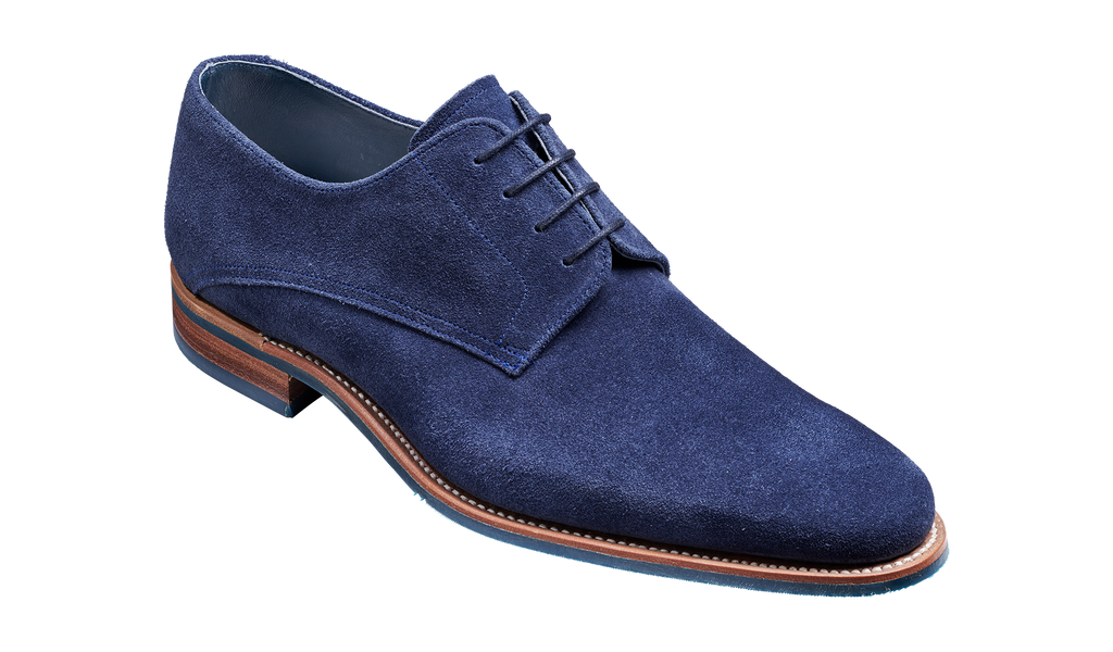 blue suede derby shoes