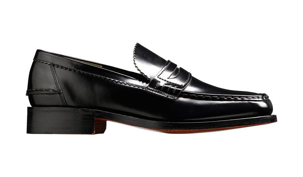 shining black loafer shoes