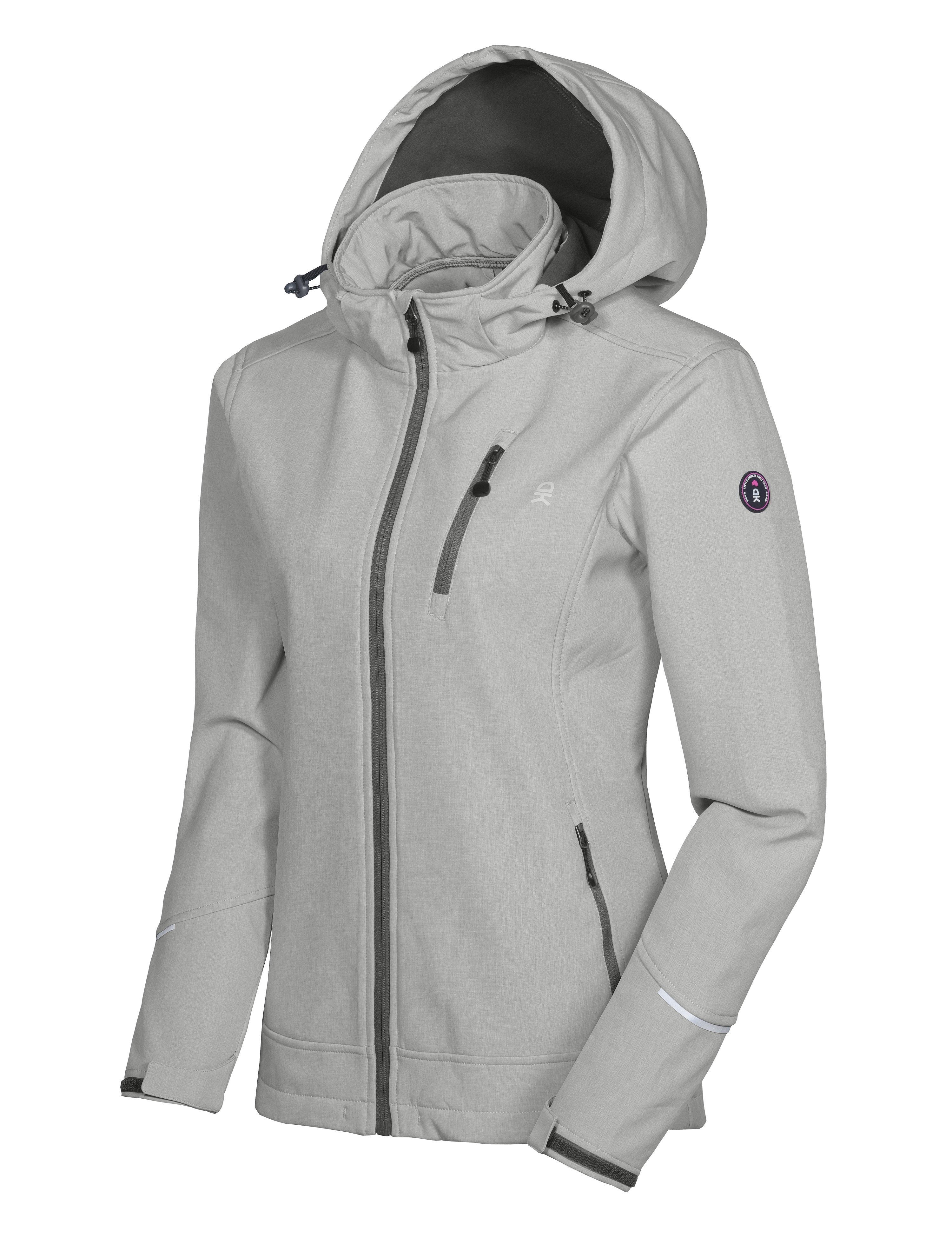 Women's Removable Hood Softshell Ski Jacket - Gray / XS