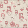 32 inch Partial Yard Double Gauze Matryoshka Dolls on Natural