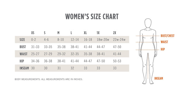 Kerrits Womens Size Chart - USA sizing