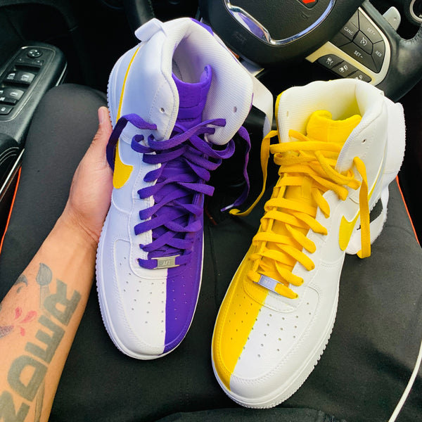 purple yellow air force ones