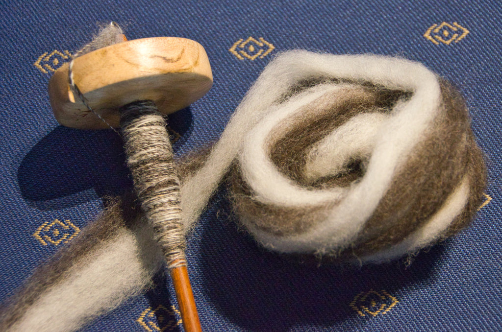 Spinning Norwegian wool on a spindle