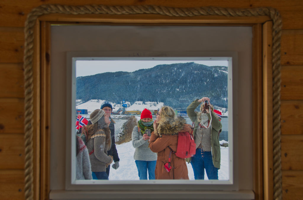 Friend outside the lighthouse window