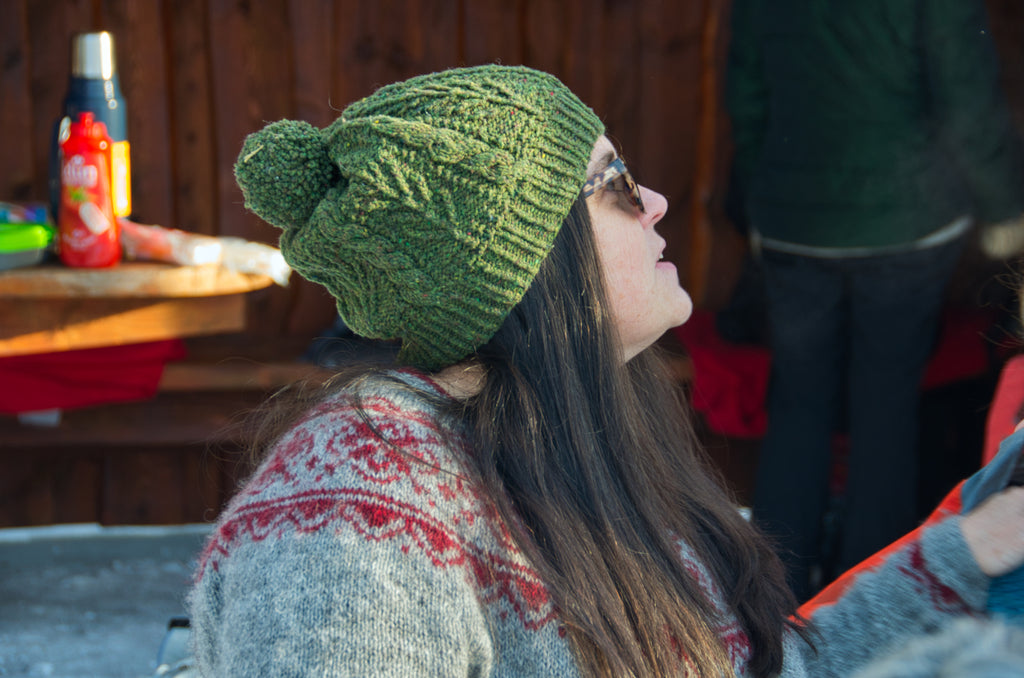 Patricia in a green hat