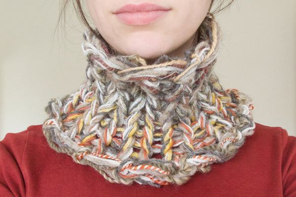 Textured loom-knitted cowl