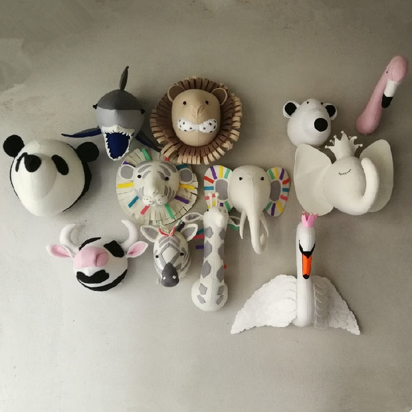 soft toy animal head wall mount