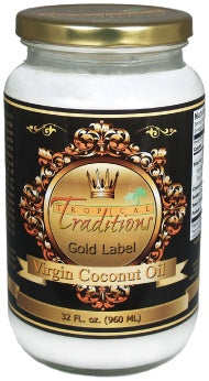 Image of Gold Label Virgin Coconut Oil - 32 oz from Tropical Traditions. This certified organic product is a healthy cooking oil and high in antioxidants.