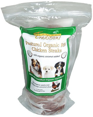 Pastured Organic Raw Chicken Steaks for Dogs