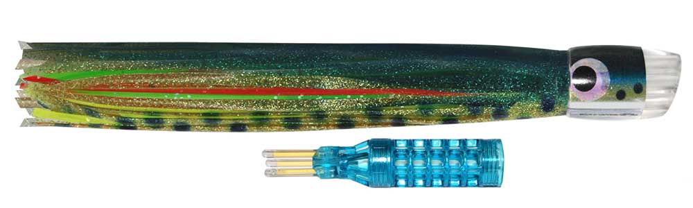 Scent Blazer Small 9½ inch slant head skirted trolling lure.