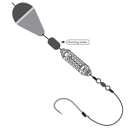 Chum Bait Burley Chamber rigged with fishing float.