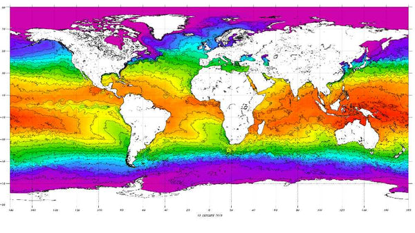 World sea temperature chart.
