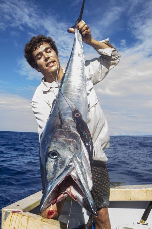 James Ibrahim Wahoo hooked on a scented lure.