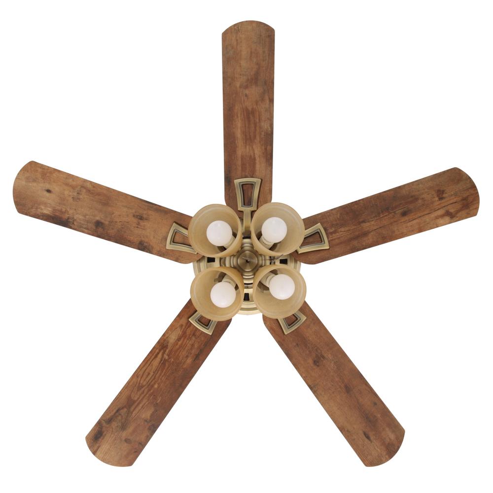 Hampton Bay Lyndhurst 52 In Led Antique Brass Ceiling Fan With Light Kit 51013