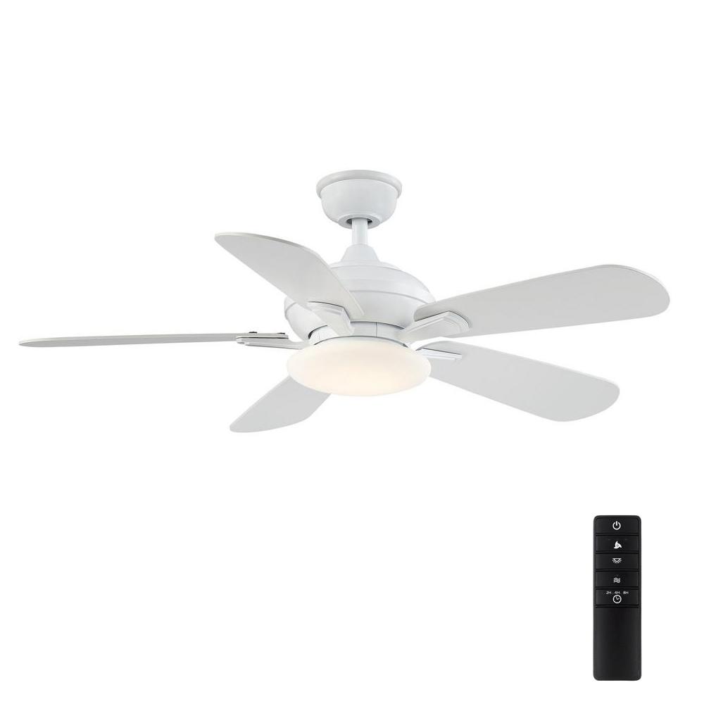Cottage 44 In Led White Ceiling Fan With Light And Remote Control