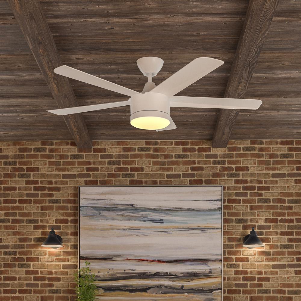 Modern 52 In Integrated Led Indoor White Ceiling Fan With Light