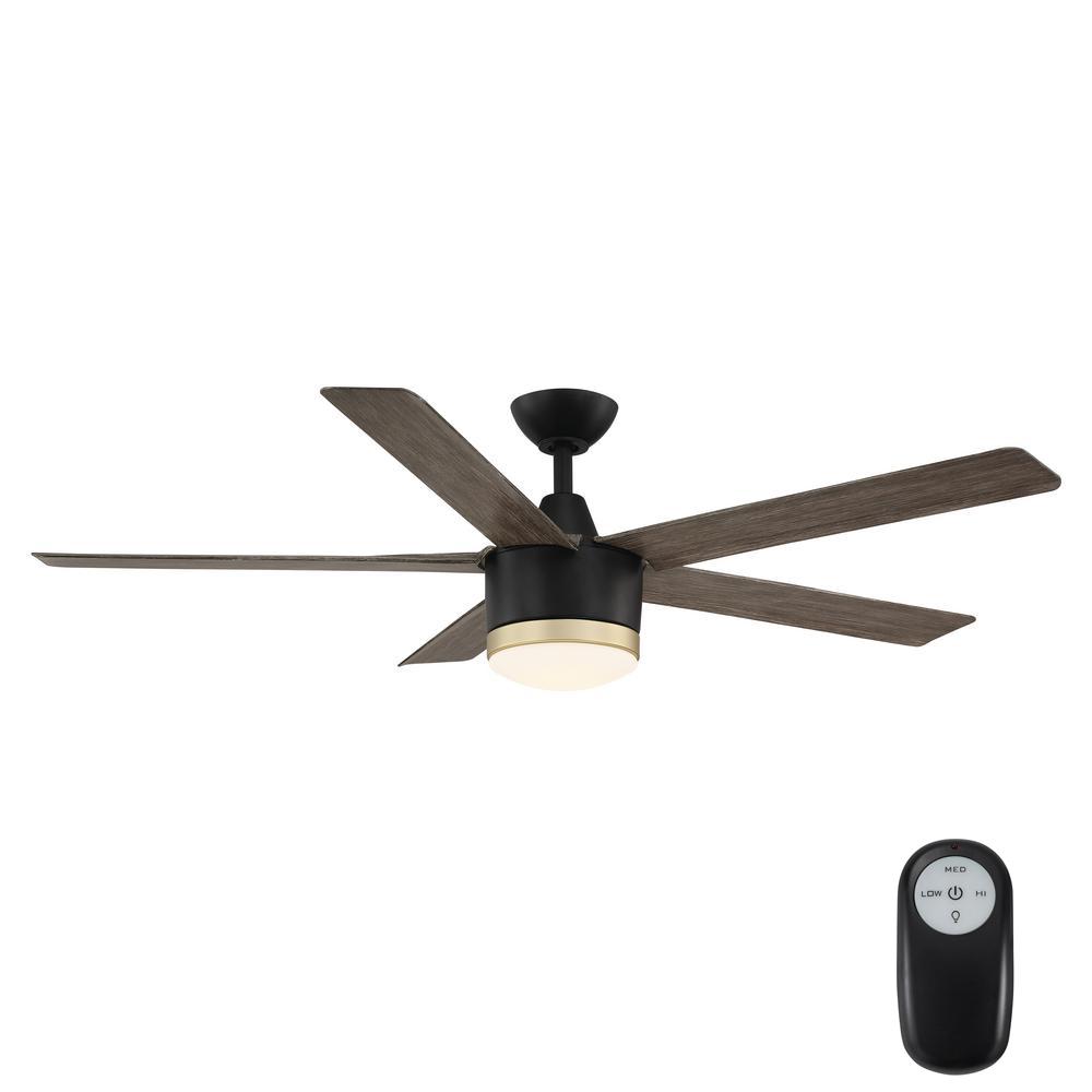 Modern 56 In Led Indoor Outdoor Matte Black Ceiling Fan With