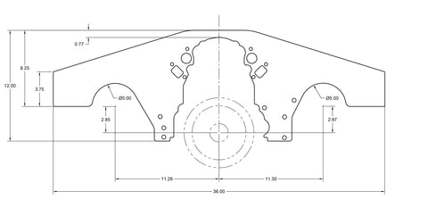 LS Engine Motor Plate w/ Exhaust Cutouts Dimensions