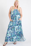 Blue Design Cami Top Maxi Dress