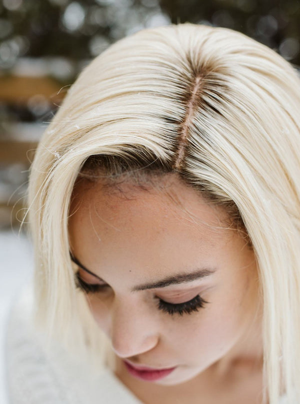 Consort Silk Top Human Hair Wig | Custom-fit Platinum Blonde Lace Wig