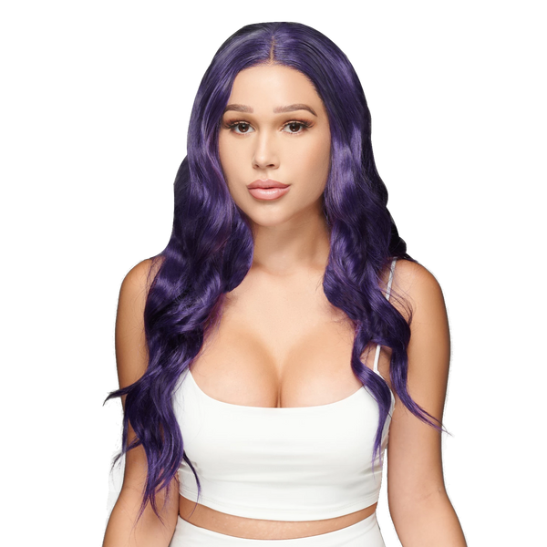 Purple Haze Synthetic Wig | Long Dark Lace Wig | Essence Luxe Couture Wigs