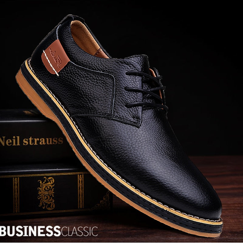 Men Oxford Shoes Genuine Leather Lace 