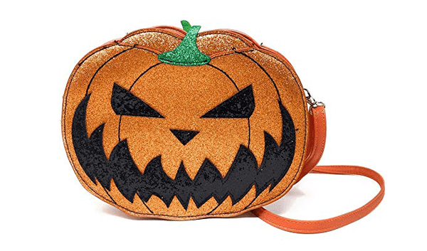 Comeco Halloween Pumpkin Jack O Lantern Glitter Crossbody Bag (Double Sided Jack O Lantern)