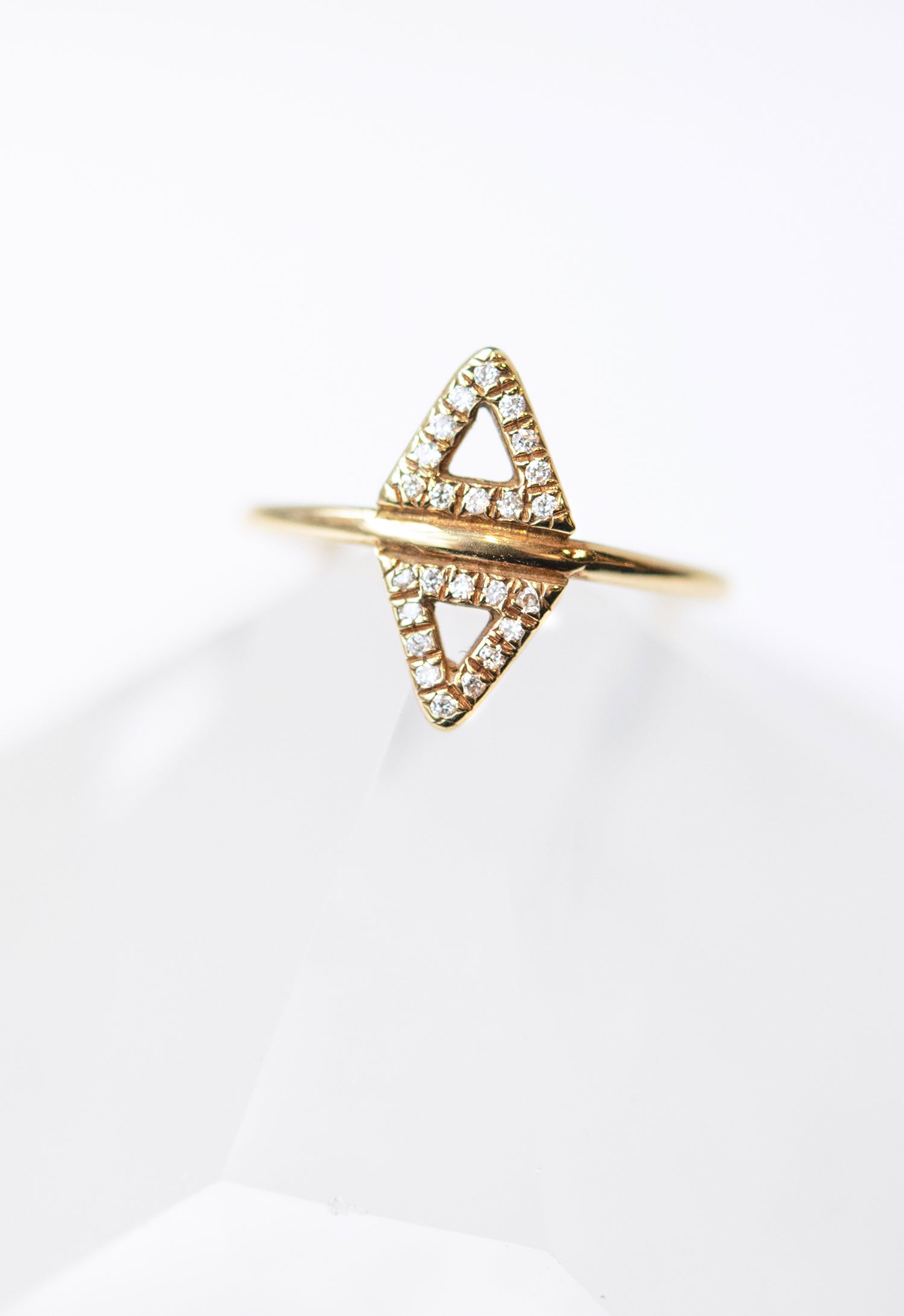 Micro-Pave Double Triangle Ring